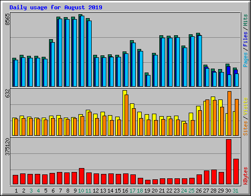 Daily usage for August 2019