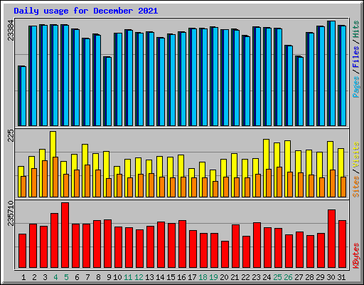 Daily usage for December 2021
