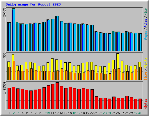Daily usage for August 2025